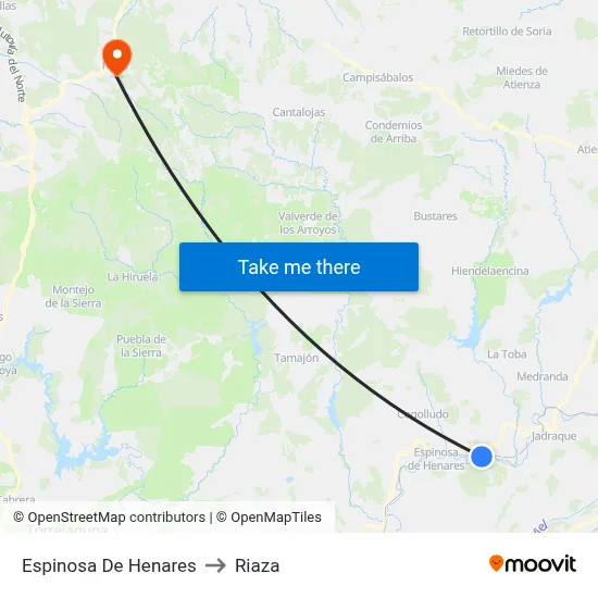 Espinosa De Henares to Riaza map