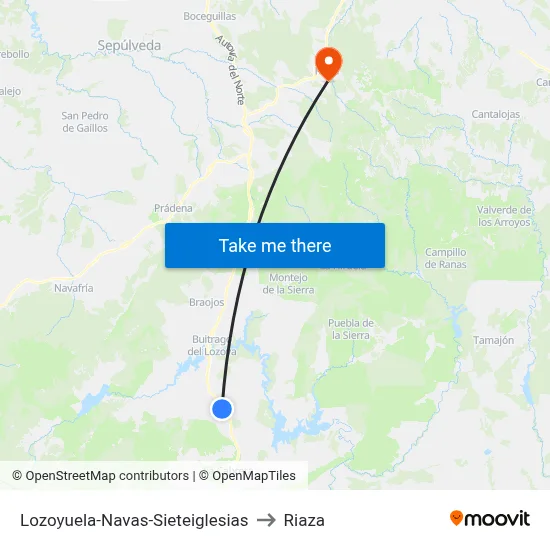 Lozoyuela-Navas-Sieteiglesias to Riaza map