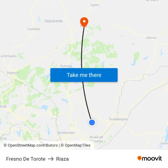 Fresno De Torote to Riaza map