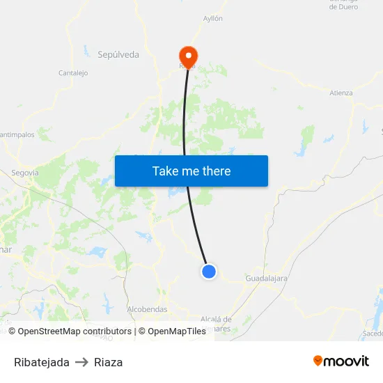 Ribatejada to Riaza map