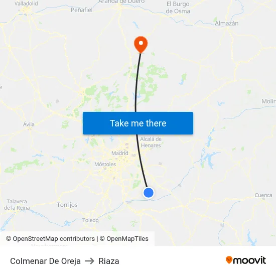 Colmenar De Oreja to Riaza map