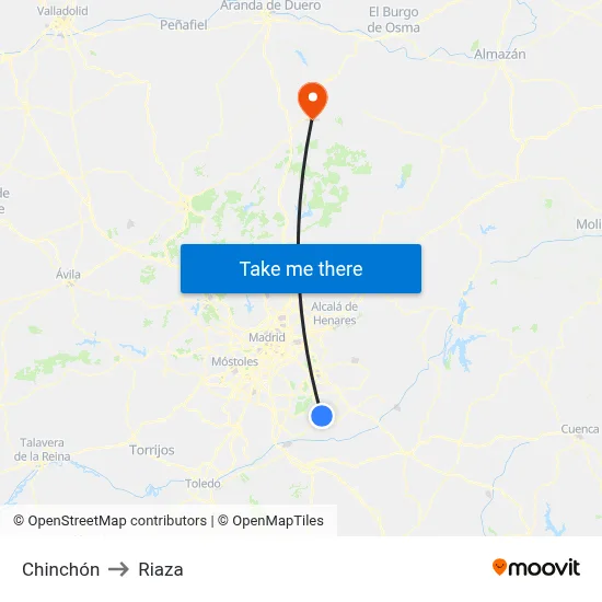 Chinchón to Riaza map