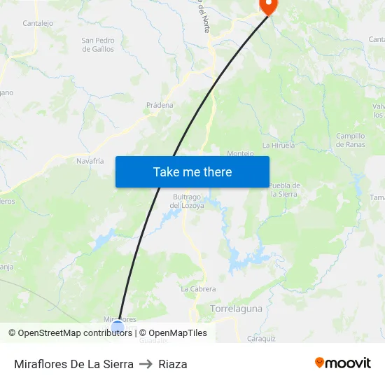 Miraflores De La Sierra to Riaza map