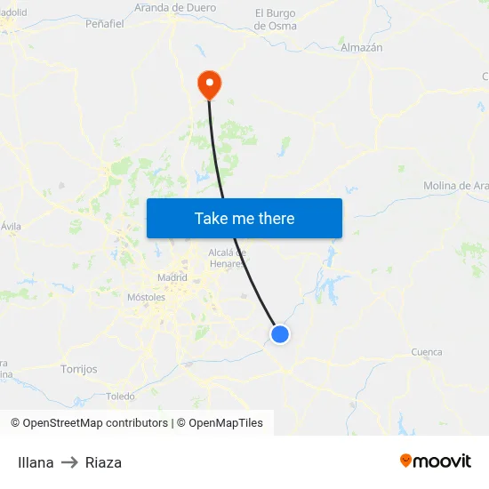 Illana to Riaza map