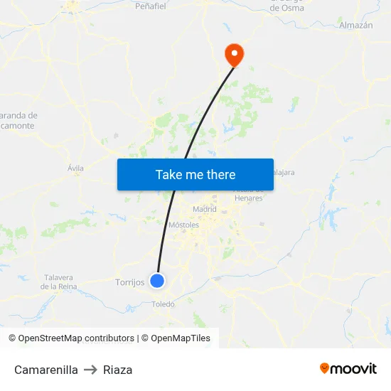 Camarenilla to Riaza map