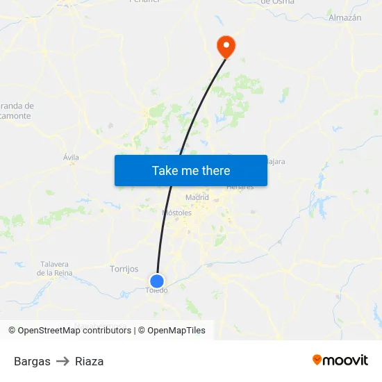 Bargas to Riaza map