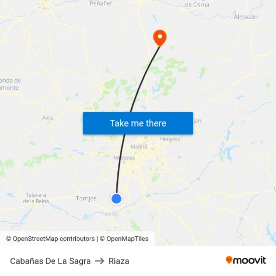 Cabañas De La Sagra to Riaza map