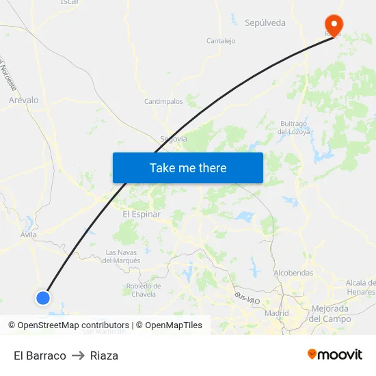 El Barraco to Riaza map