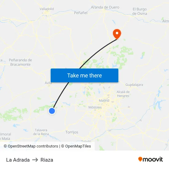 La Adrada to Riaza map