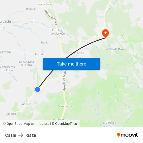Casla to Riaza map