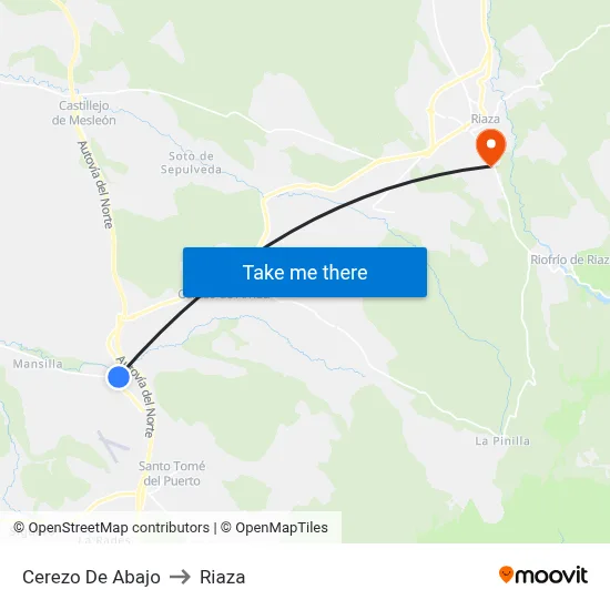 Cerezo De Abajo to Riaza map