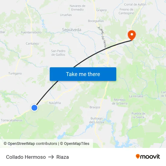 Collado Hermoso to Riaza map