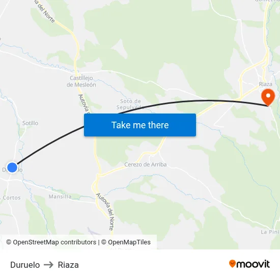 Duruelo to Riaza map