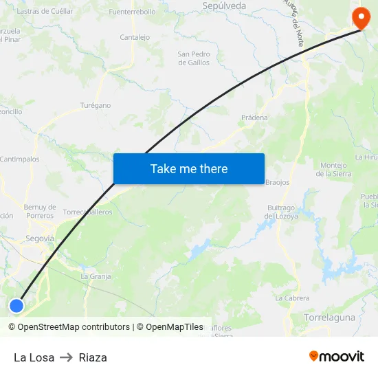 La Losa to Riaza map