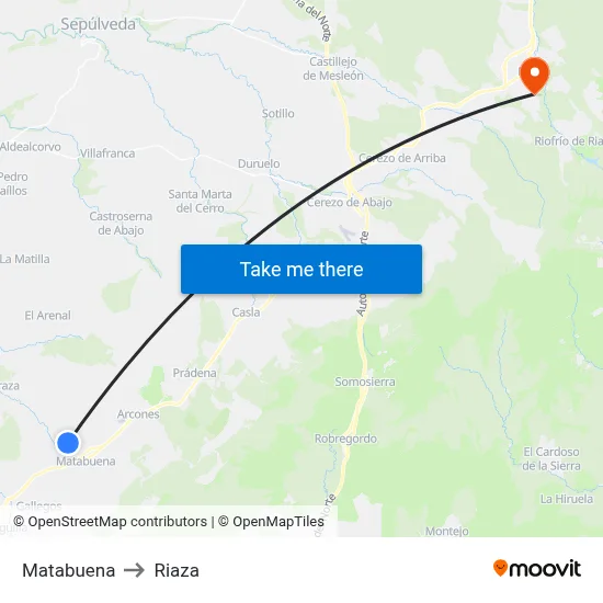 Matabuena to Riaza map