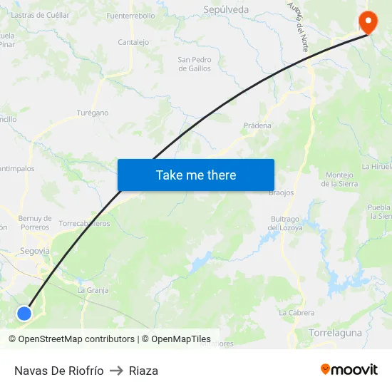 Navas De Riofrío to Riaza map