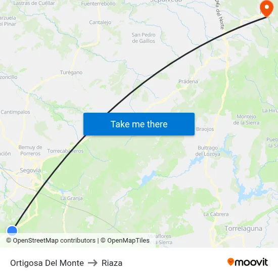 Ortigosa Del Monte to Riaza map