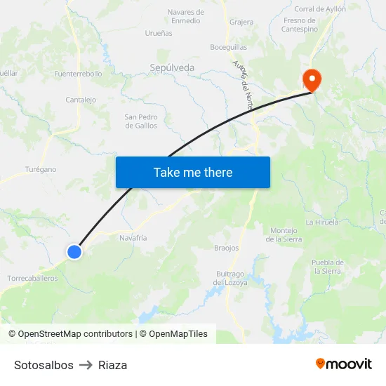 Sotosalbos to Riaza map