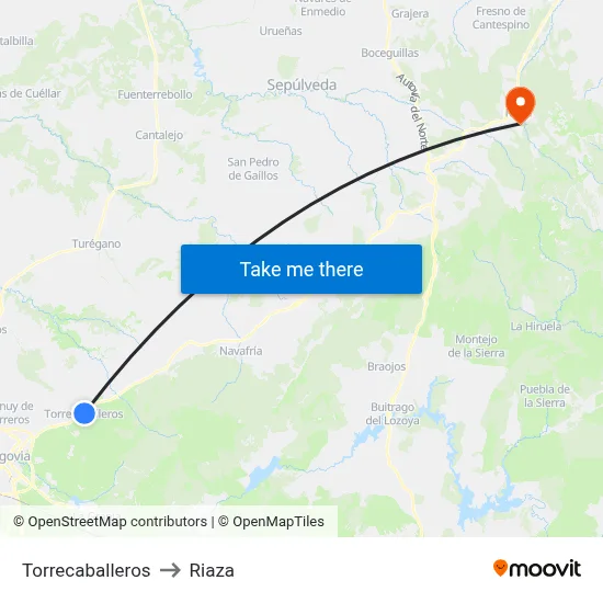 Torrecaballeros to Riaza map