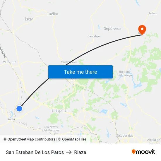 San Esteban De Los Patos to Riaza map