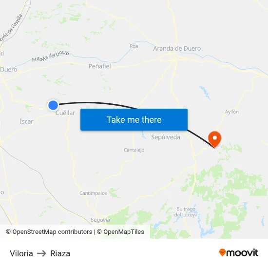 Viloria to Riaza map