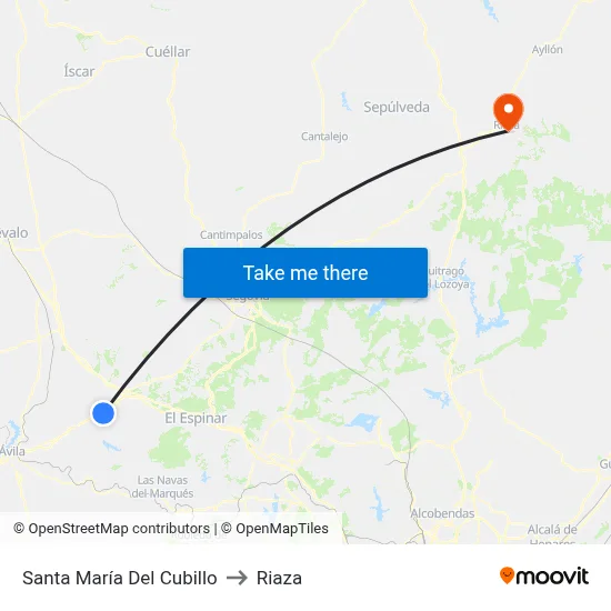 Santa María Del Cubillo to Riaza map