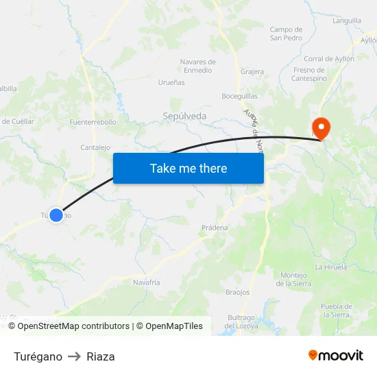 Turégano to Riaza map