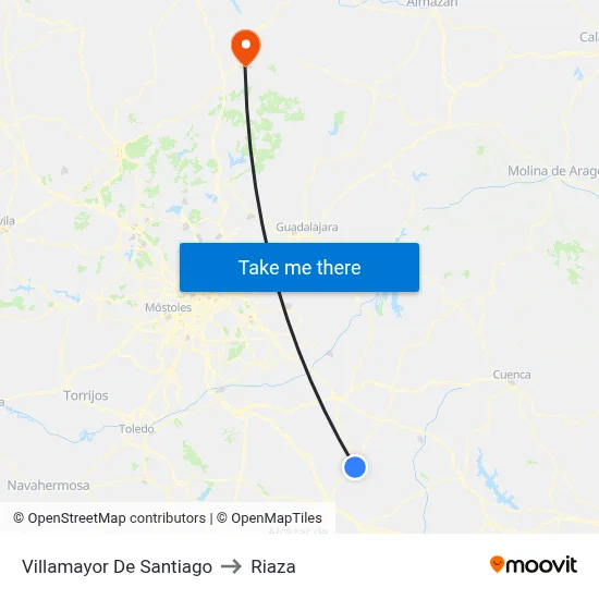 Villamayor De Santiago to Riaza map