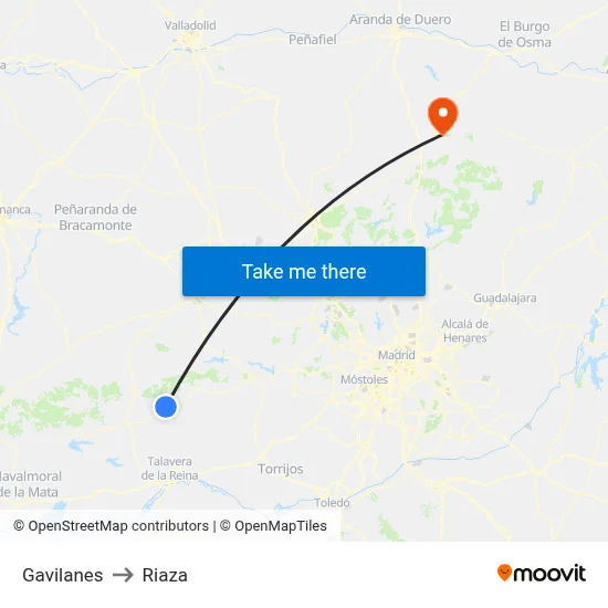 Gavilanes to Riaza map