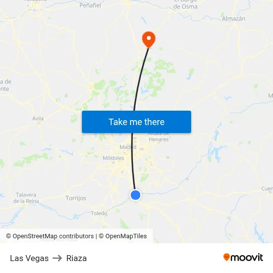 Las Vegas to Riaza map