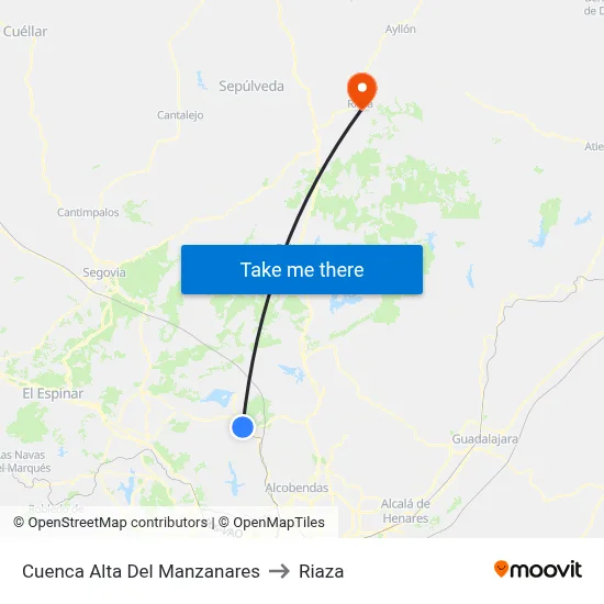 Cuenca Alta Del Manzanares to Riaza map