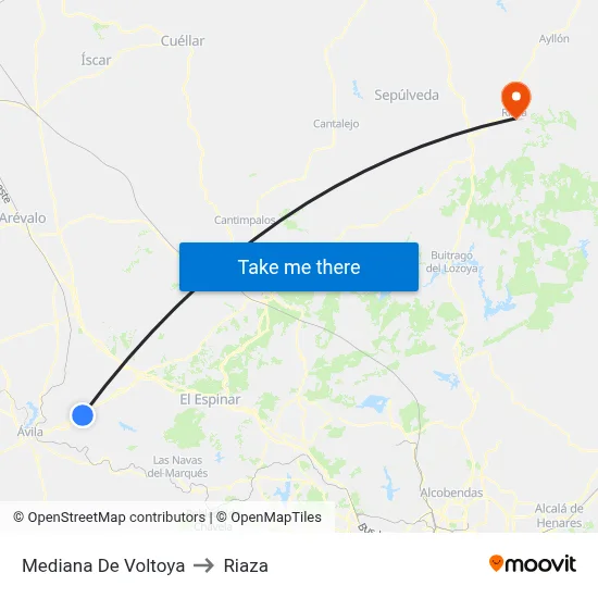 Mediana De Voltoya to Riaza map