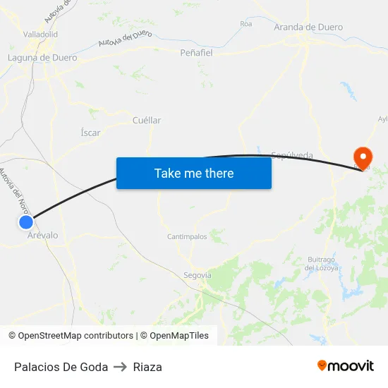 Palacios De Goda to Riaza map