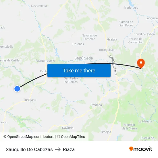 Sauquillo De Cabezas to Riaza map