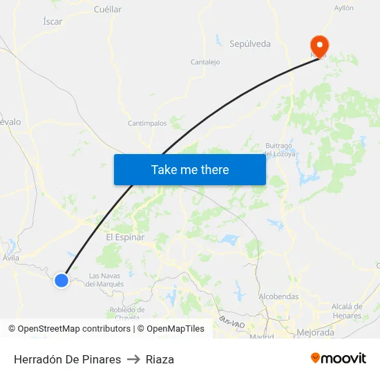 Herradón De Pinares to Riaza map