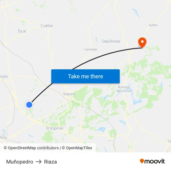 Muñopedro to Riaza map