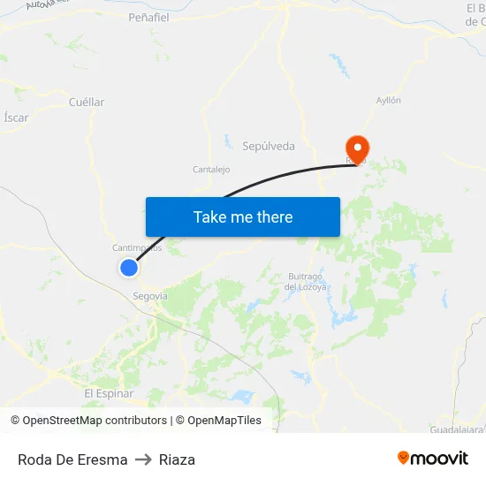 Roda De Eresma to Riaza map