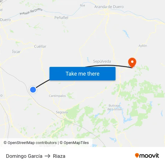 Domingo García to Riaza map