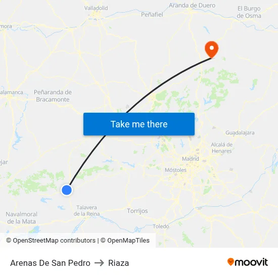 Arenas De San Pedro to Riaza map