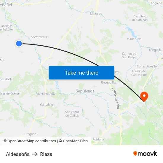 Aldeasoña to Riaza map