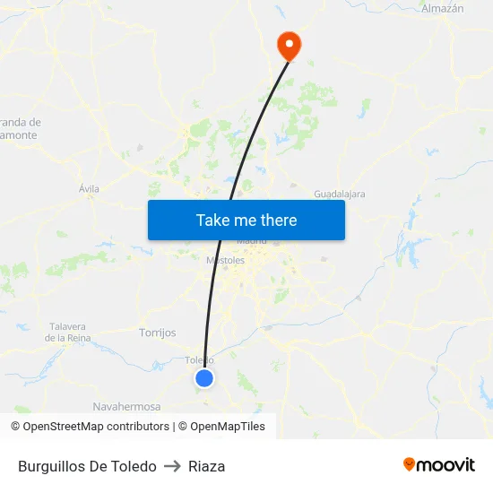 Burguillos De Toledo to Riaza map