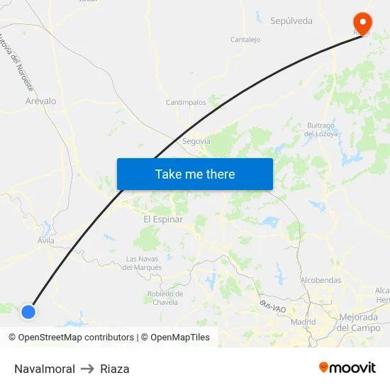 Navalmoral to Riaza map