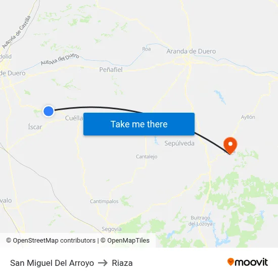 San Miguel Del Arroyo to Riaza map