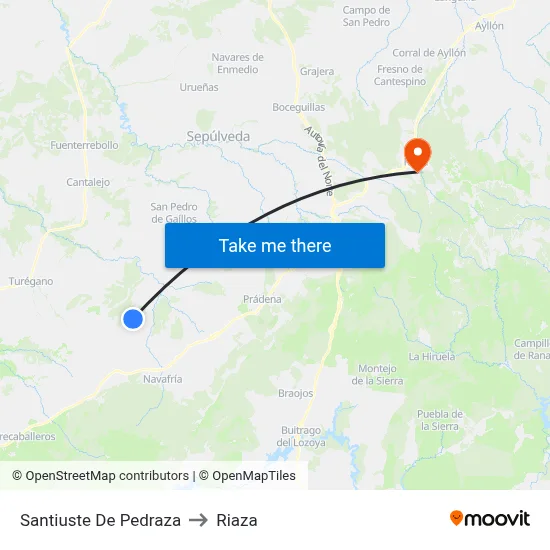 Santiuste De Pedraza to Riaza map