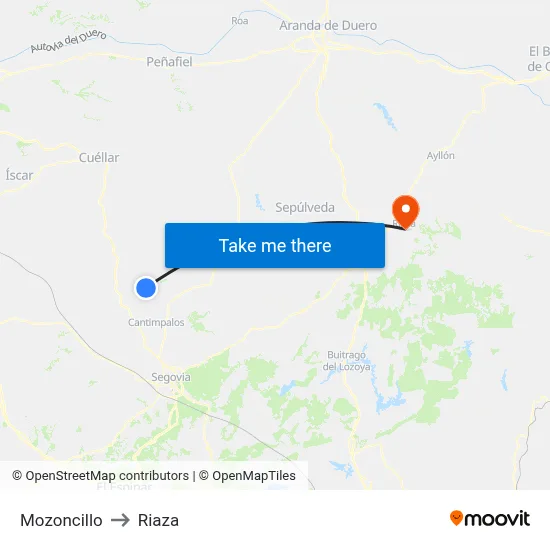 Mozoncillo to Riaza map
