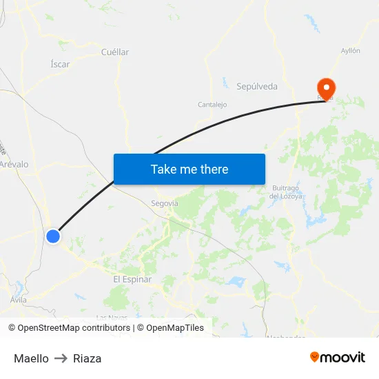Maello to Riaza map