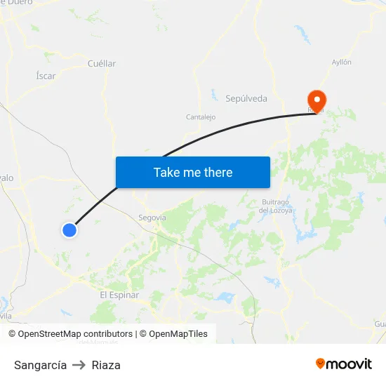 Sangarcía to Riaza map
