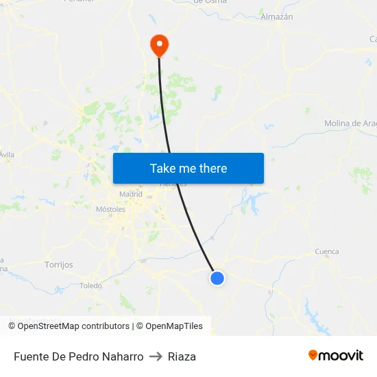 Fuente De Pedro Naharro to Riaza map
