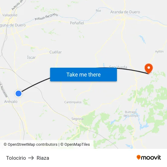 Tolocirio to Riaza map