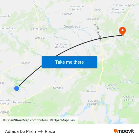 Adrada De Pirón to Riaza map